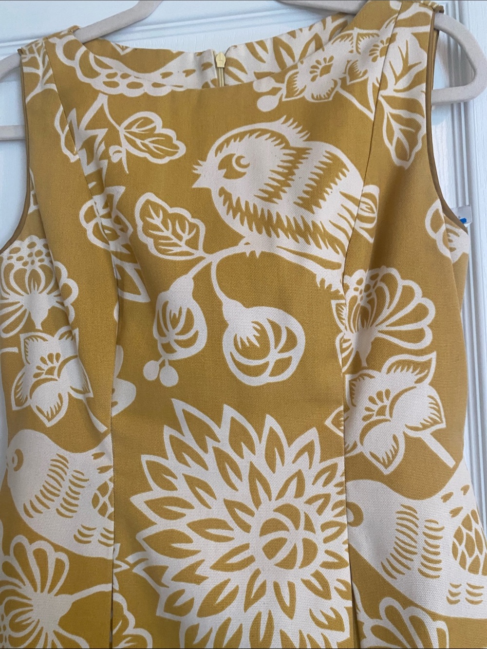 CUSTOM 1950 Yellow Floral Fit & Flare Dress with Satin Slip & Hidden Pockets SzM - Picture 12 of 16
